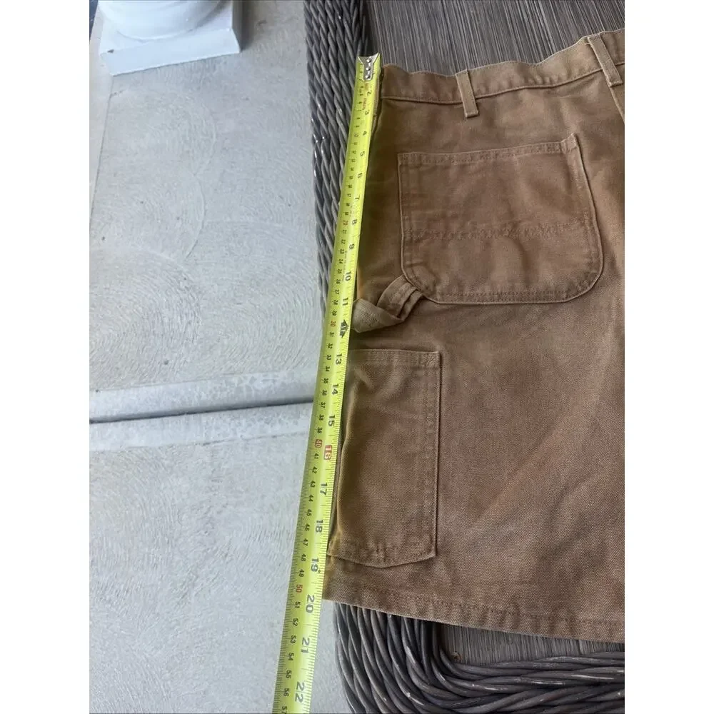 VTG Carhartt B25 Tan Canvas Carpenter Shorts Sz34 Faded Work Skater Grunge USA